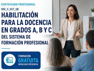 Imagen del curso CERTIFICADO PROFESIONAL SSC_C_017_5B - HABILITACIÓN PARA LA DOCENCIA EN GRADOS A, B Y C DEL SISTEMA DE FORMACIÓN PROFESIONAL