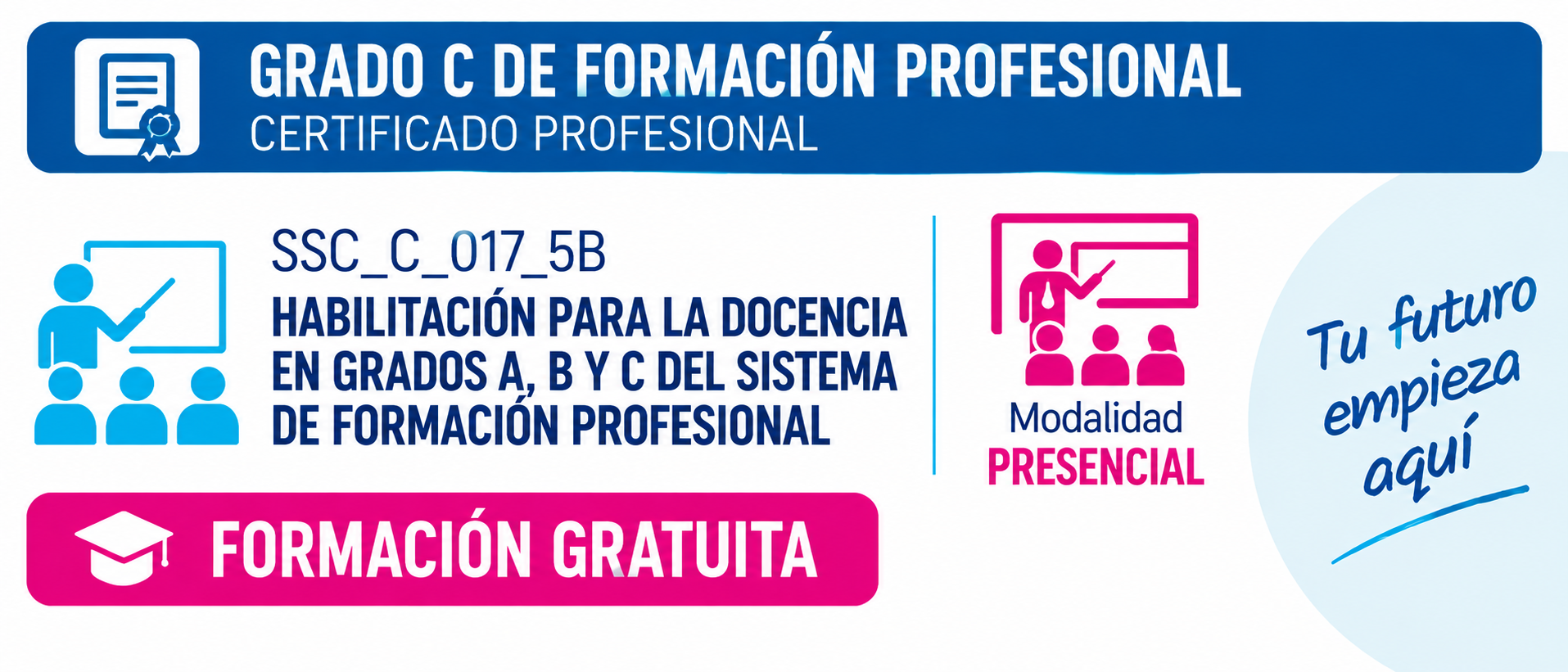 Imagen del curso CERTIFICADO PROFESIONAL SSC_C_017_5B - HABILITACIÓN PARA LA DOCENCIA EN GRADOS A, B Y C DEL SISTEMA DE FORMACIÓN PROFESIONAL
